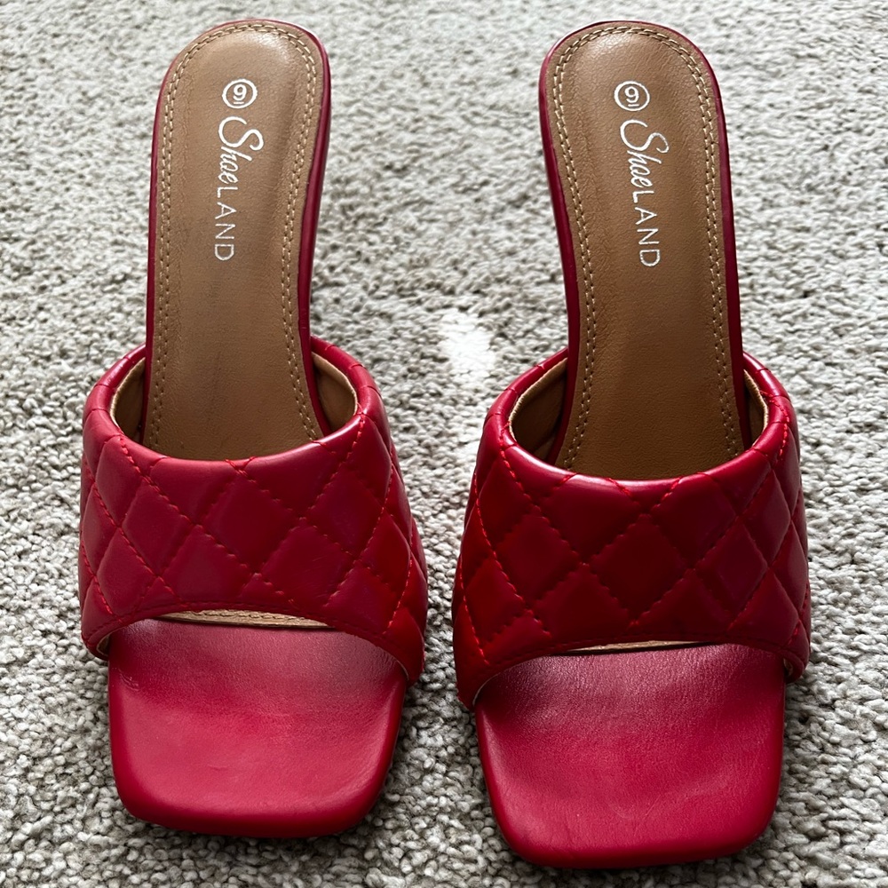 Vibrant Red Quilted High Heels